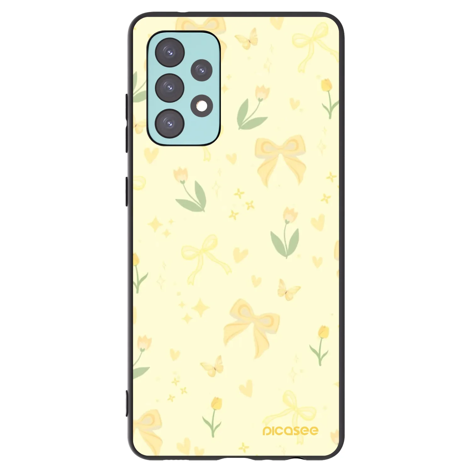 Picasee crna silikonska maskica za Samsung Galaxy A72 A725F - Honey Blossom