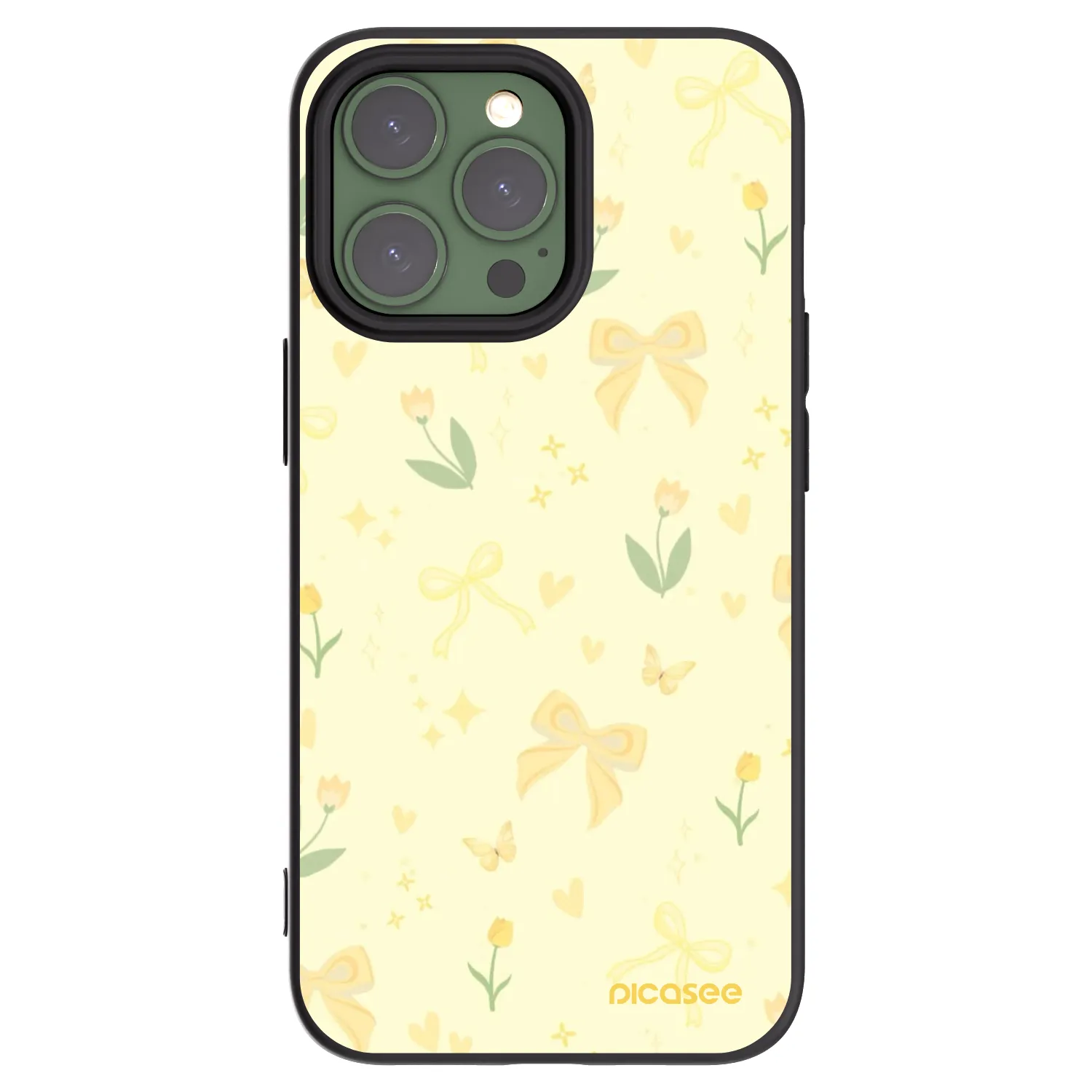 Picasee crna silikonska maskica za Apple iPhone 13 Pro - Honey Blossom