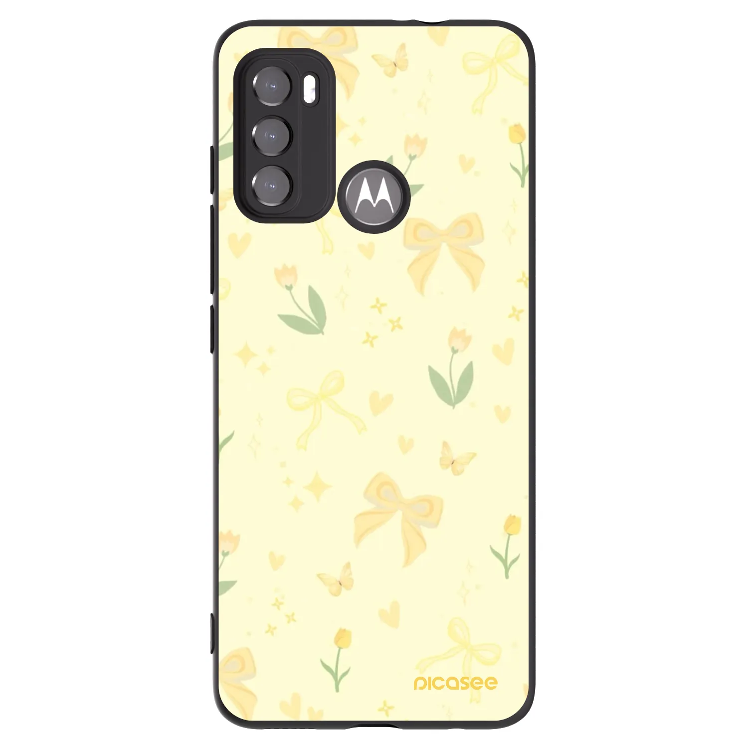 Picasee crna silikonska maskica za Motorola Moto G60 - Honey Blossom