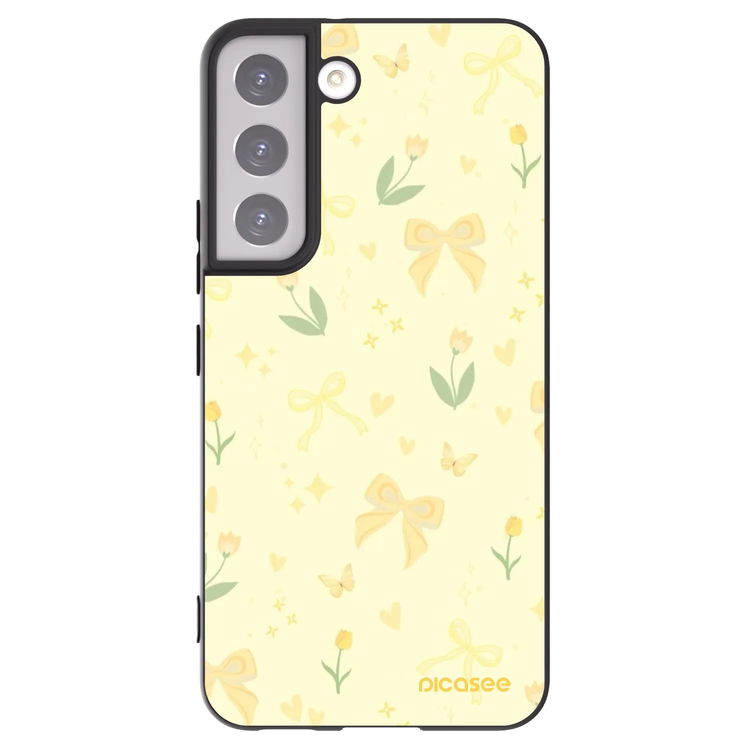 Picasee crna silikonska maskica za Samsung Galaxy S22 5G - Honey Blossom