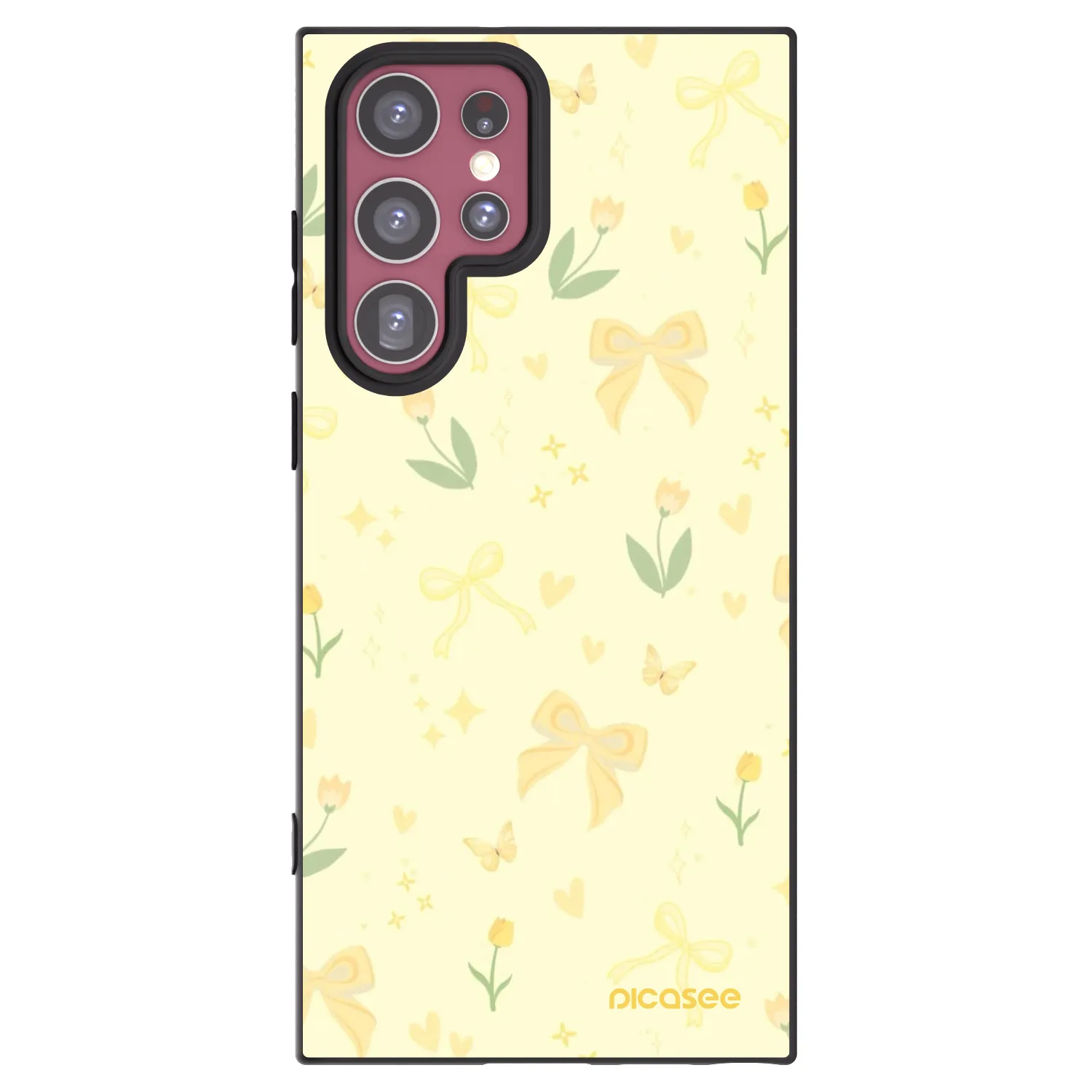 Picasee crna silikonska maskica za Samsung Galaxy S22 Ultra 5G - Honey Blossom