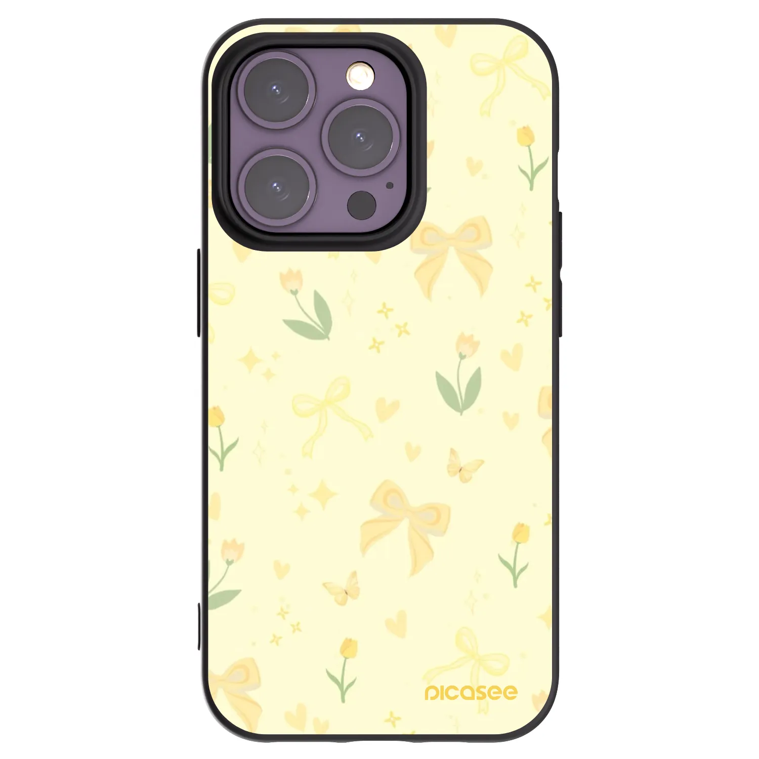 Picasee crna silikonska maskica za Apple iPhone 14 Pro - Honey Blossom