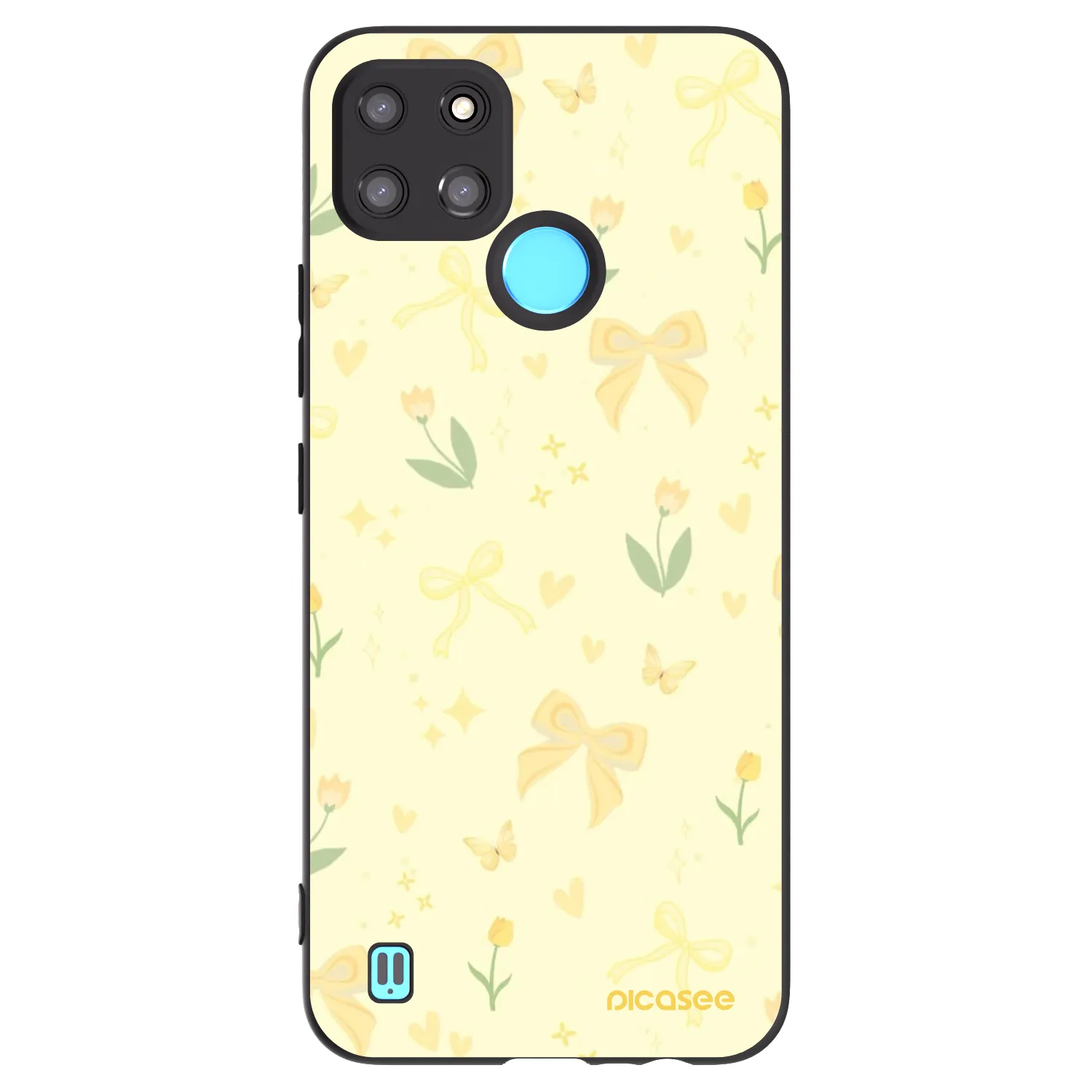 Picasee crna silikonska maskica za Realme C21Y - Honey Blossom