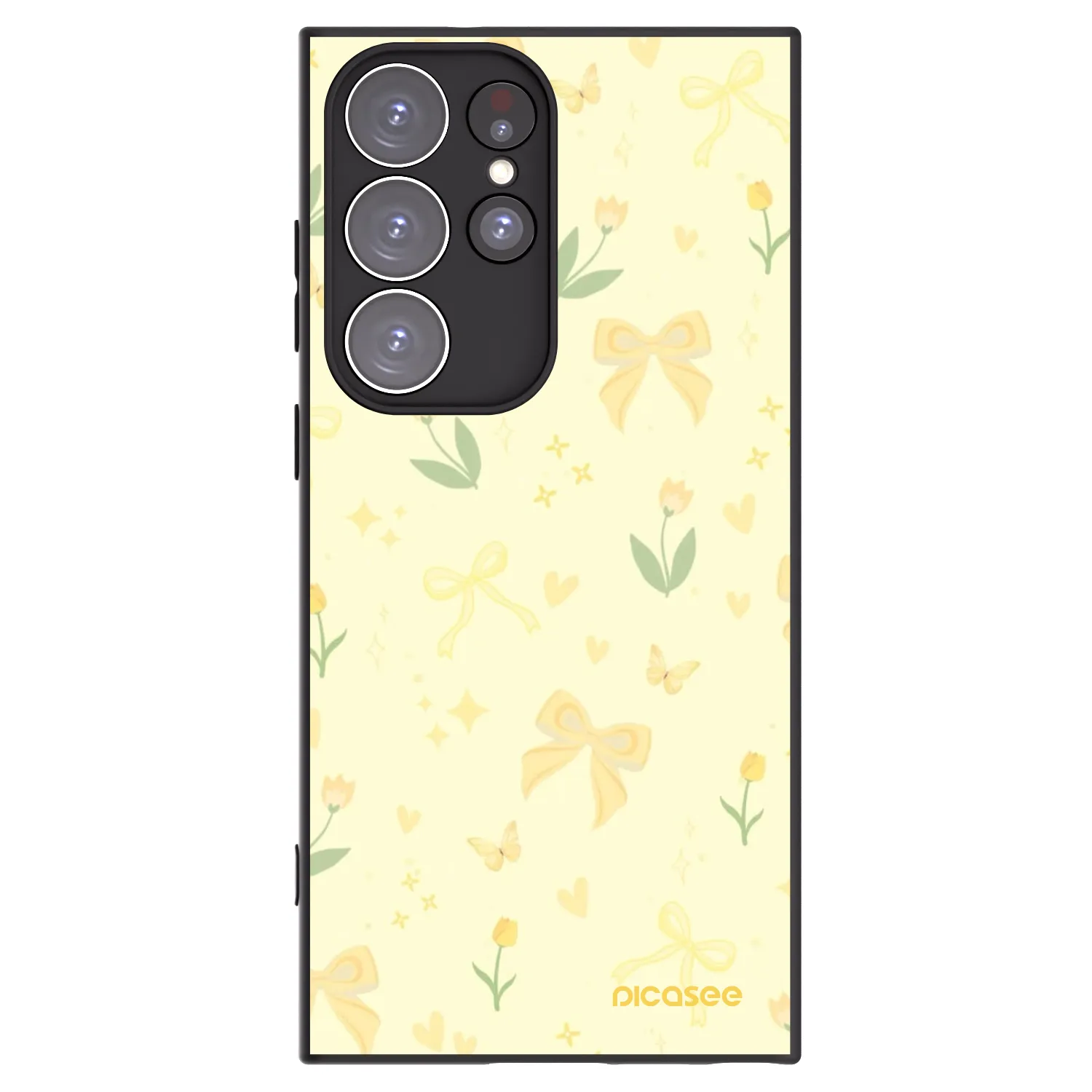 Picasee crna silikonska maskica za Samsung Galaxy S23 Ultra 5G - Honey Blossom