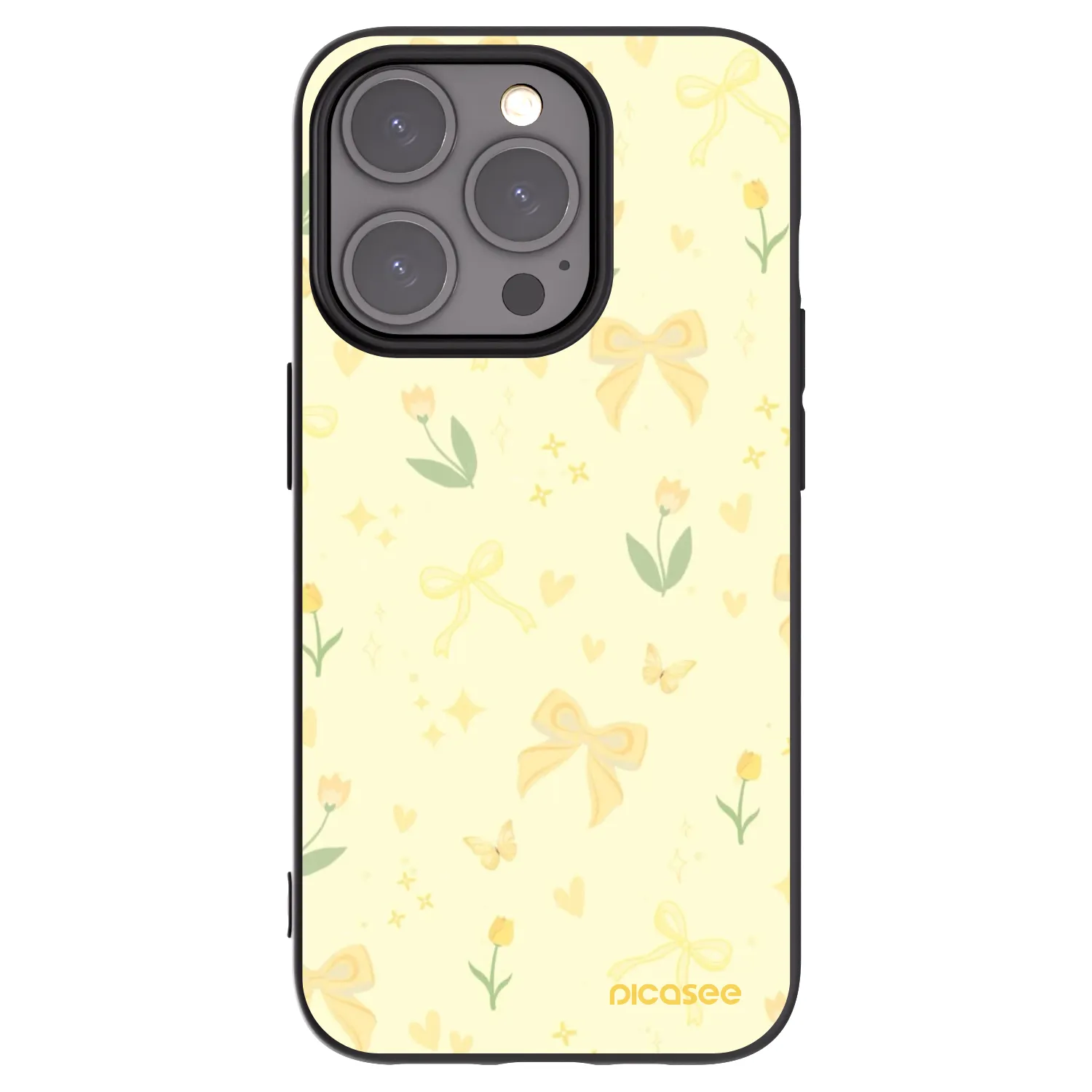 Picasee crna silikonska maskica za Apple iPhone 15 Pro - Honey Blossom