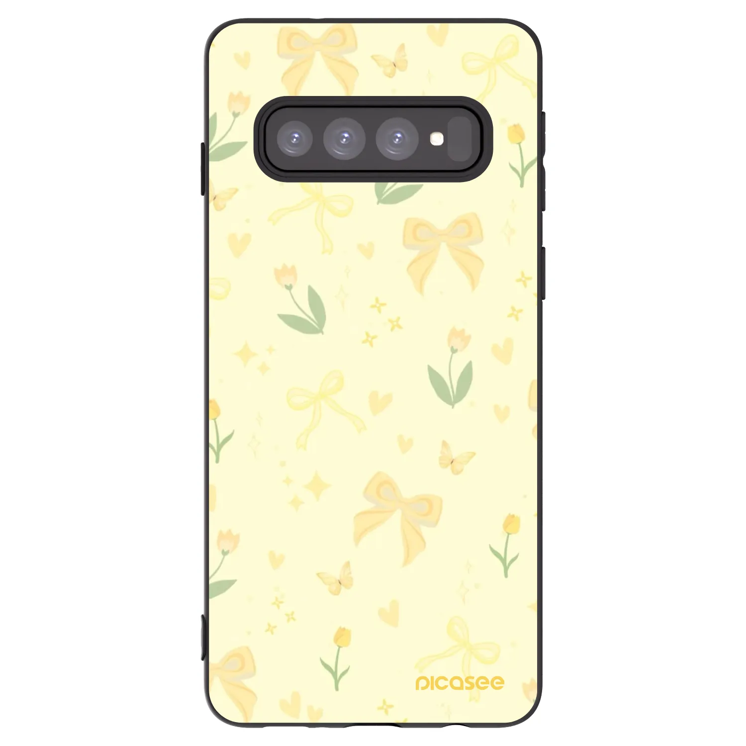 Picasee crna silikonska maskica za Samsung Galaxy S10 G973 - Honey Blossom