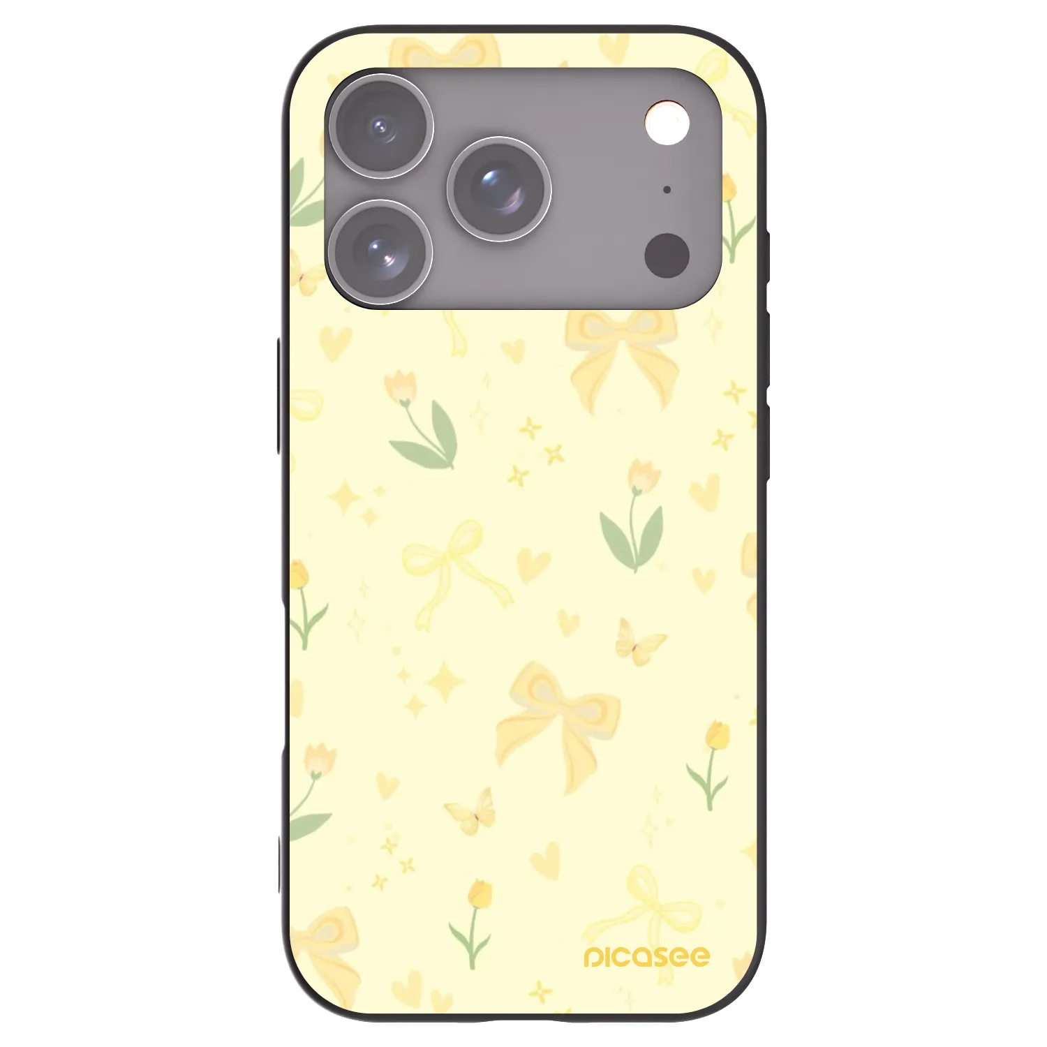 Picasee crna silikonska maskica za Apple iPhone 17 Pro - Honey Blossom