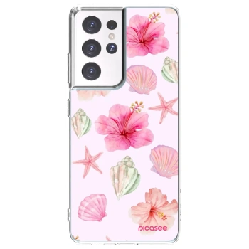Picasee silikonska prozirna maskica za Samsung Galaxy S21 Ultra 5G G998B - Blush Lagoon