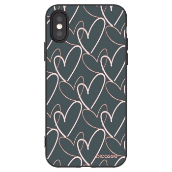 Picasee crna silikonska maskica za Apple iPhone X/XS - Lots of love