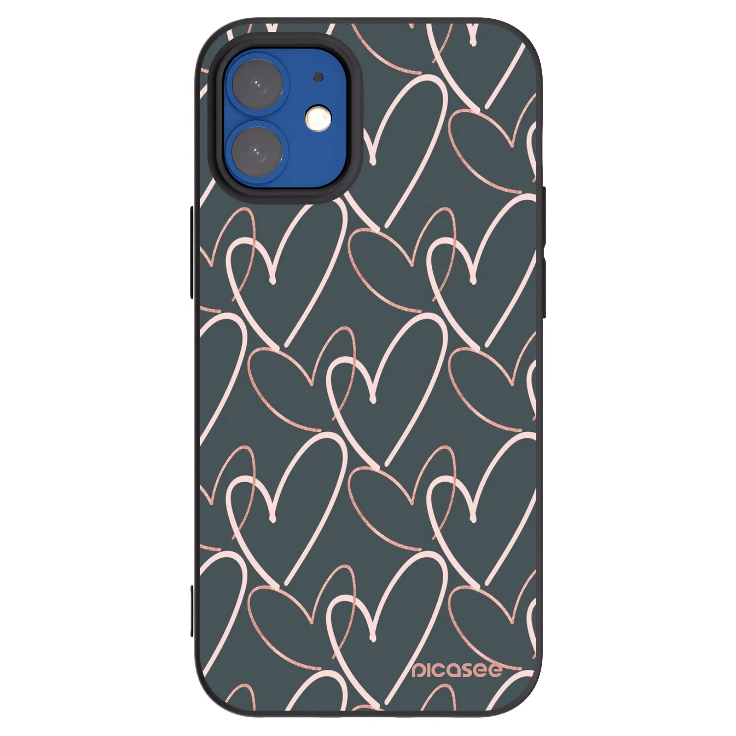Picasee crna silikonska maskica za Apple iPhone 12 mini - Lots of love
