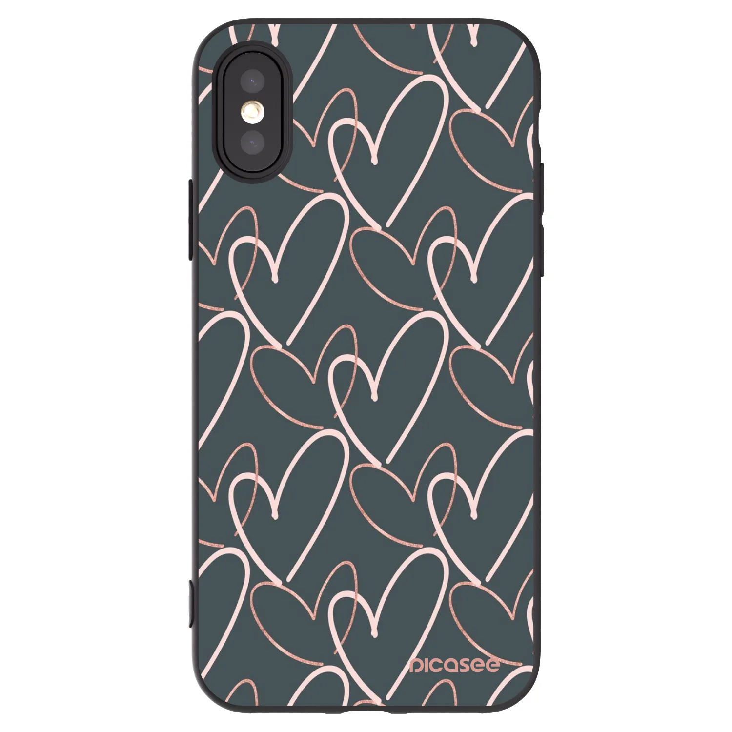 Picasee crna silikonska maskica za Apple iPhone X/XS - Lots of love