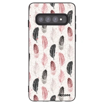 Picasee crna silikonska maskica za Samsung Galaxy S10 G973 - Feather 2