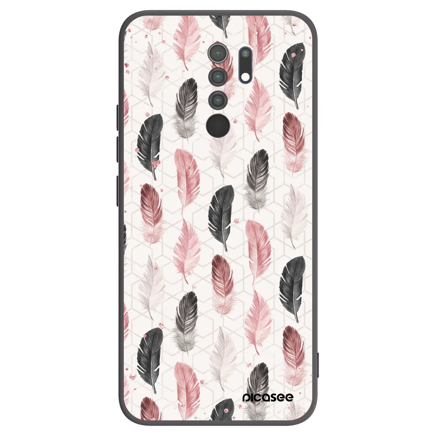 Picasee crna silikonska maskica za Xiaomi Redmi 9 - Feather 2