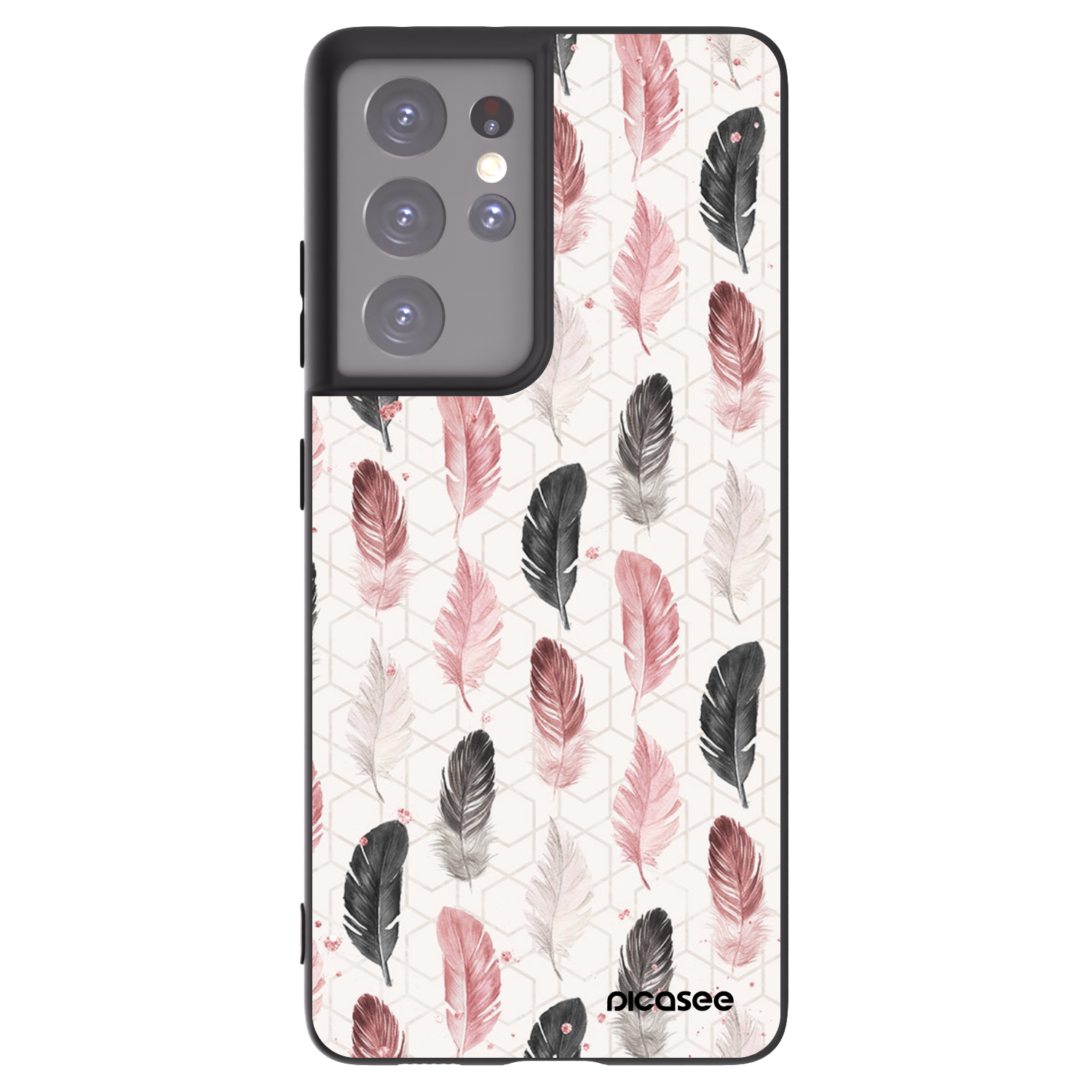 Picasee crna silikonska maskica za Samsung Galaxy S21 Ultra 5G G998B - Feather 2