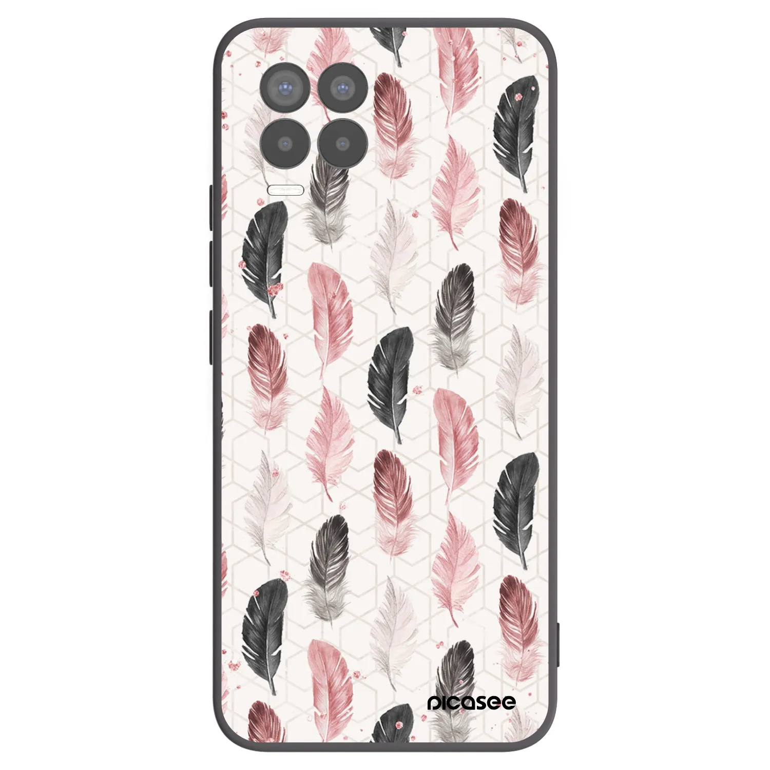 Picasee crna silikonska maskica za Realme 8 Pro - Feather 2