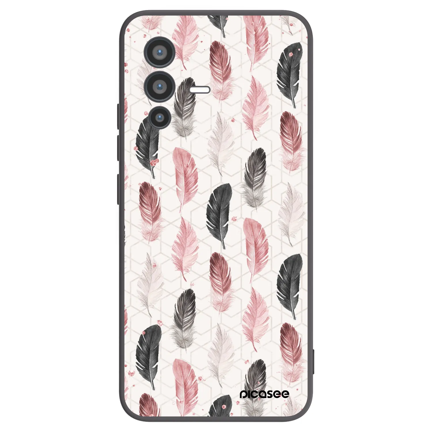Picasee crna silikonska maskica za Vivo V23 5G - Feather 2