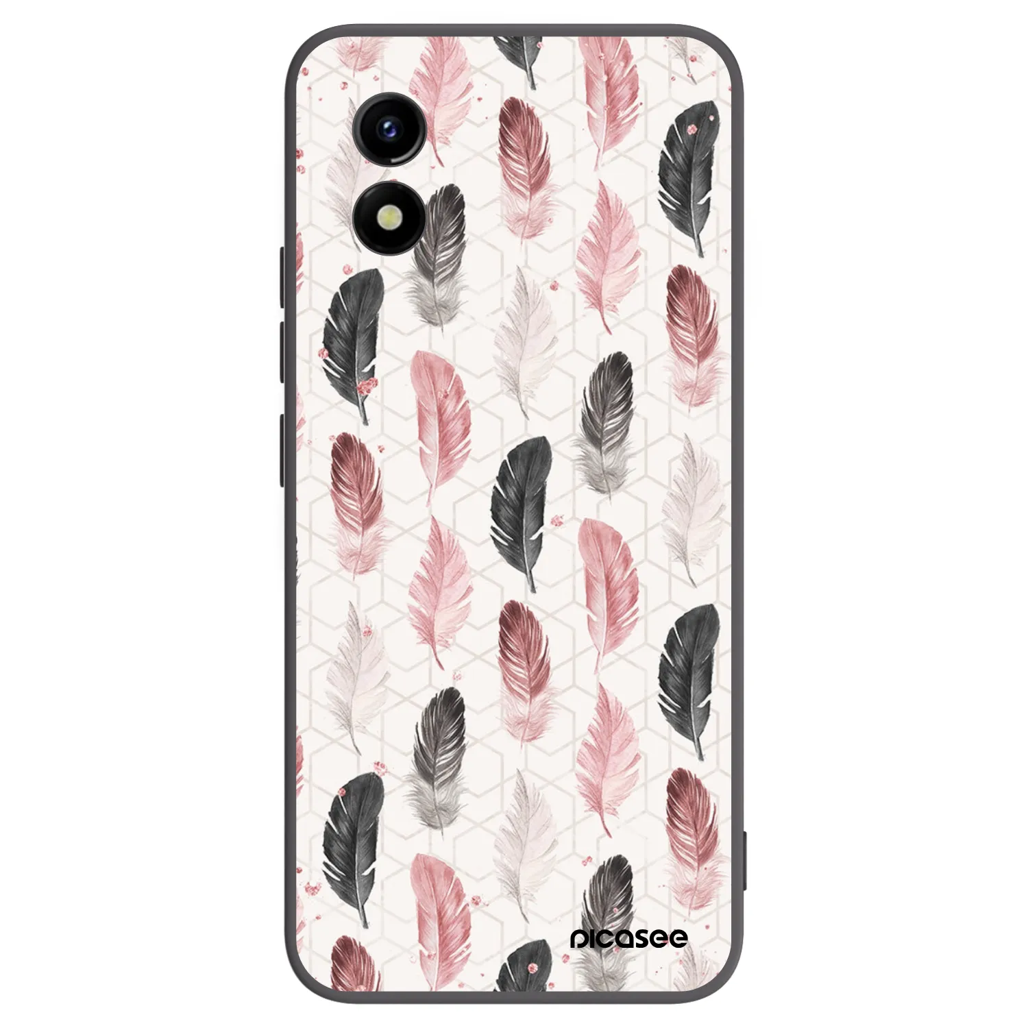 Picasee crna silikonska maskica za Vivo Y01 - Feather 2