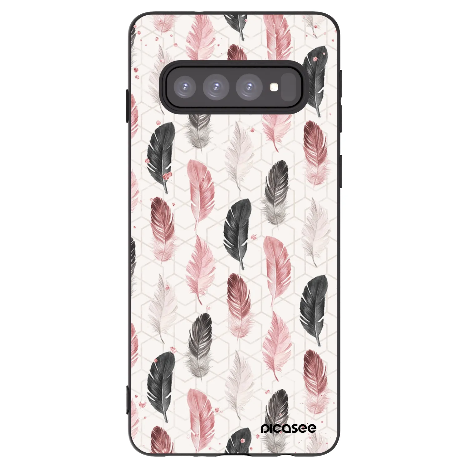 Picasee crna silikonska maskica za Samsung Galaxy S10 G973 - Feather 2