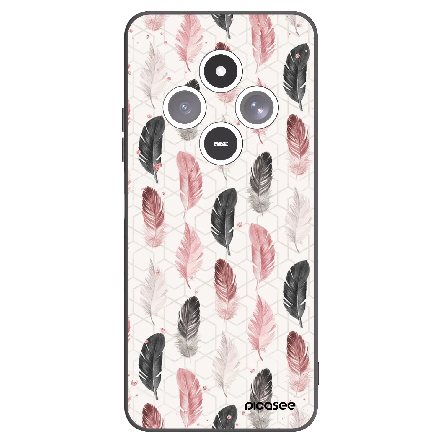 Picasee crna silikonska maskica za Xiaomi Redmi 14C - Feather 2