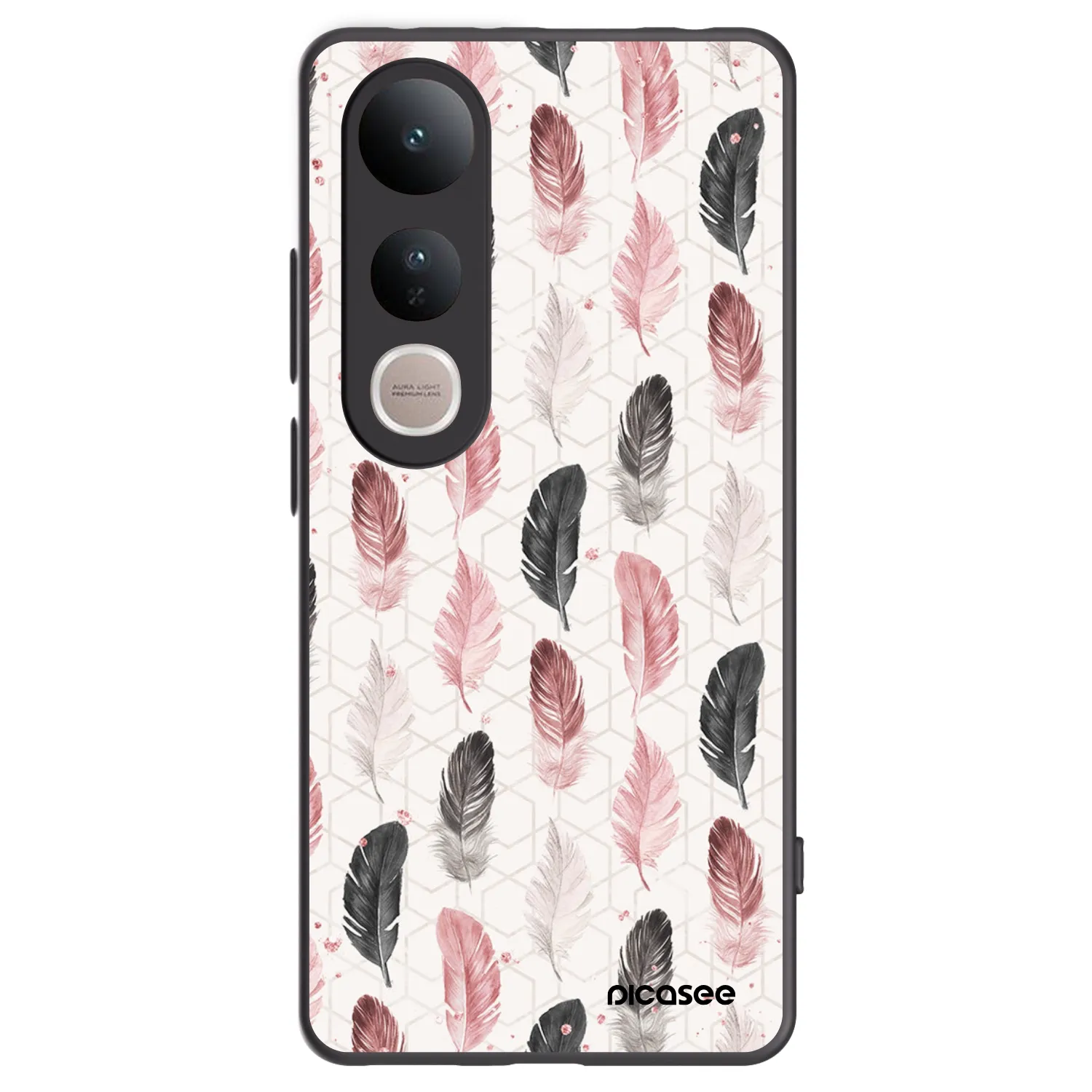 Picasee crna silikonska maskica za Vivo V50 Lite 5G - Feather 2