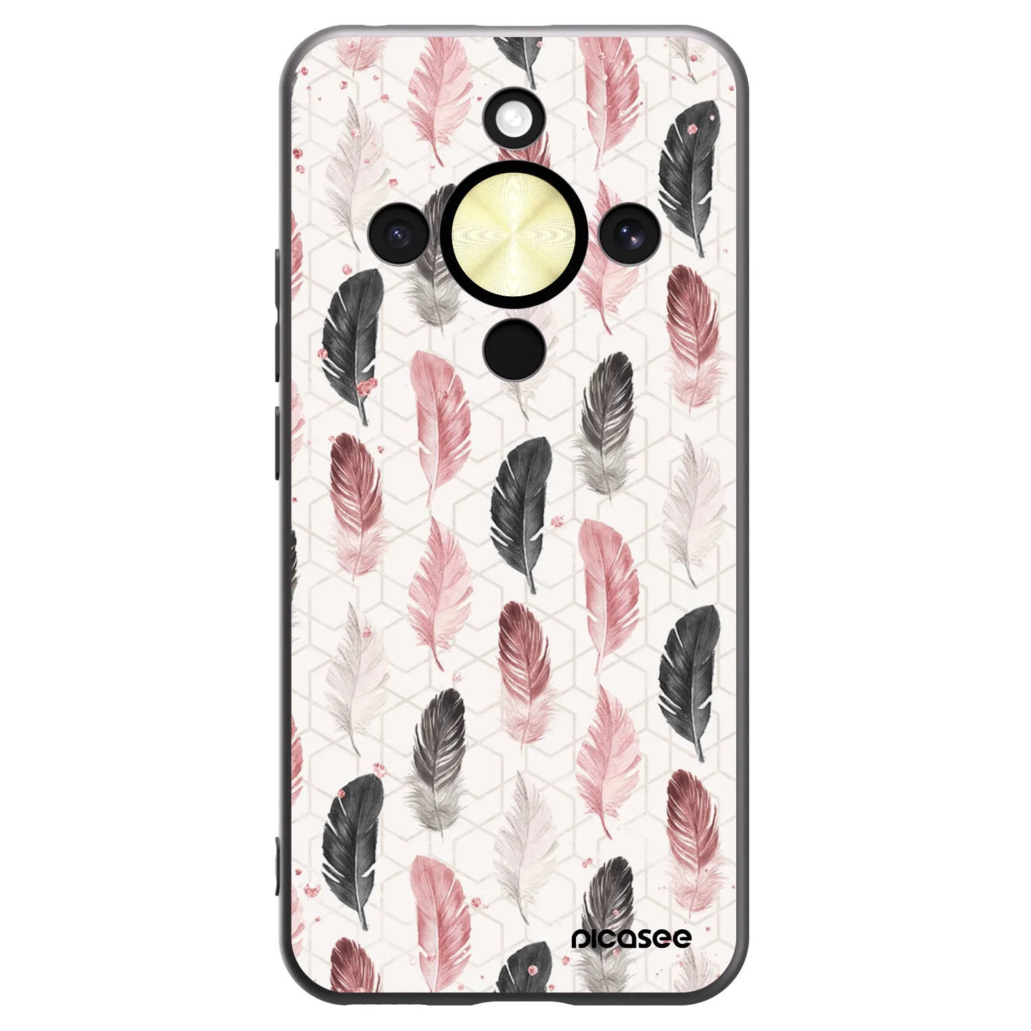 Picasee crna silikonska maskica za Honor Magic8 Lite 5G - Feather 2
