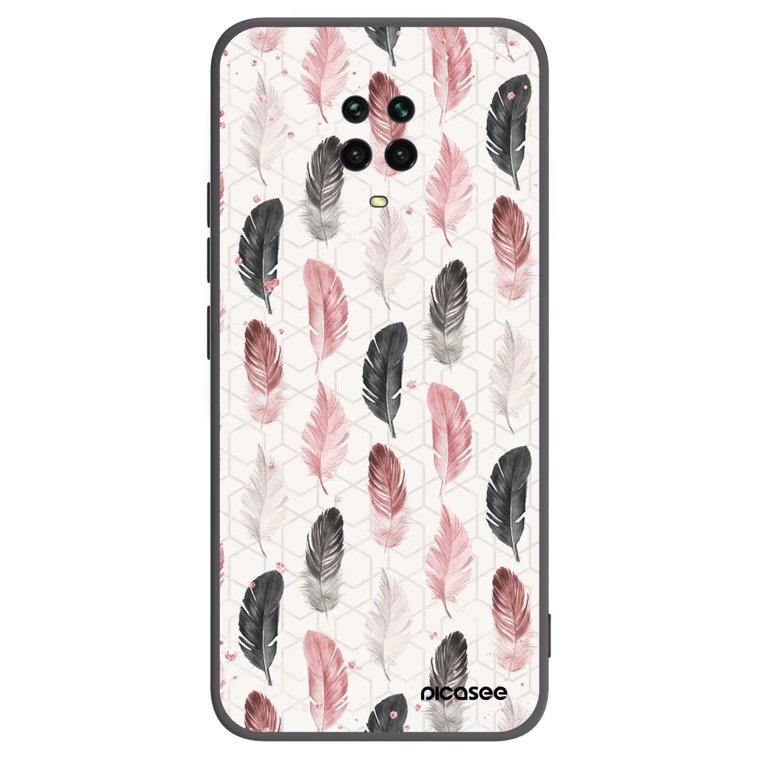 Picasee crna silikonska maskica za Xiaomi Redmi Note 9 Pro - Feather 2