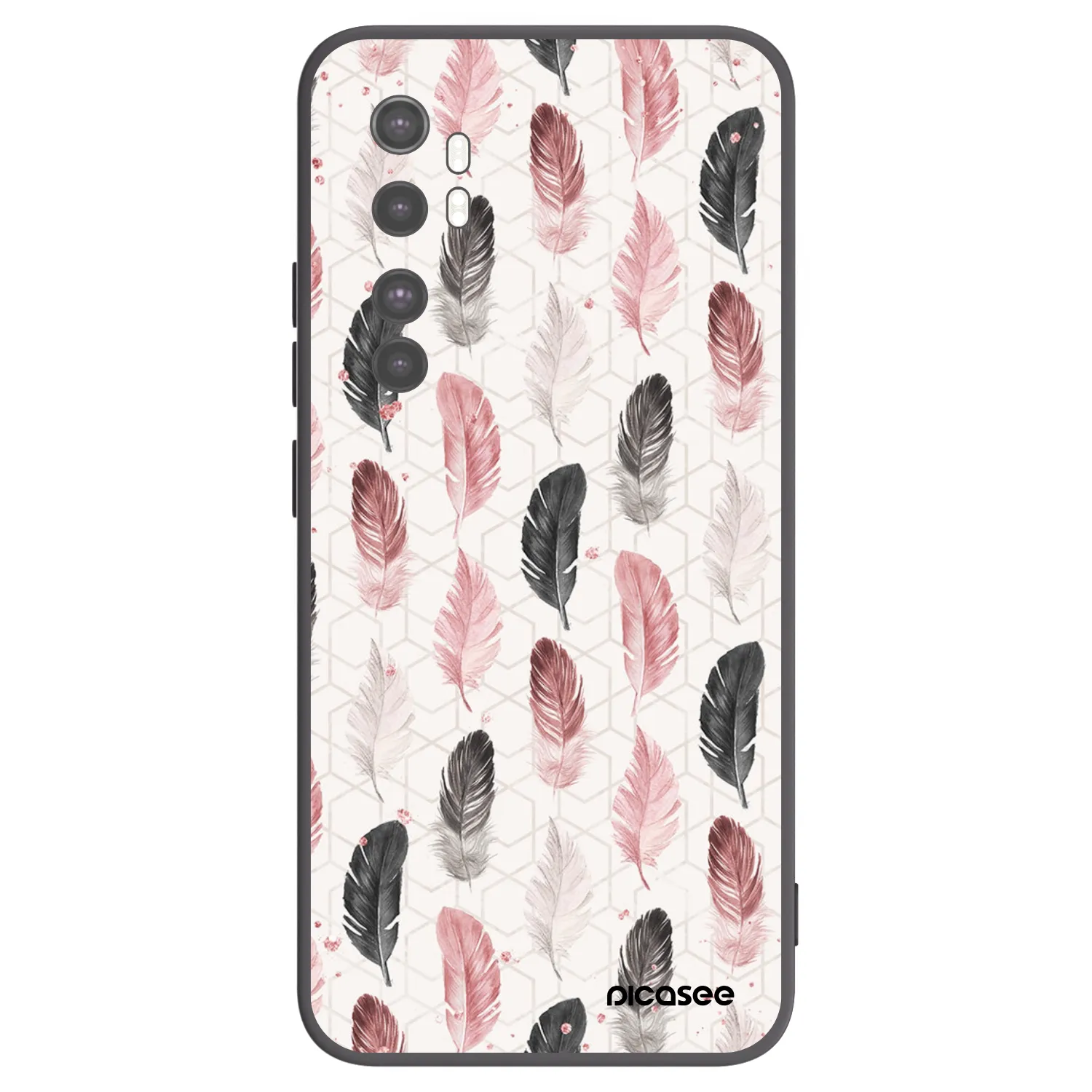 Picasee crna silikonska maskica za Xiaomi Mi Note 10 Lite - Feather 2