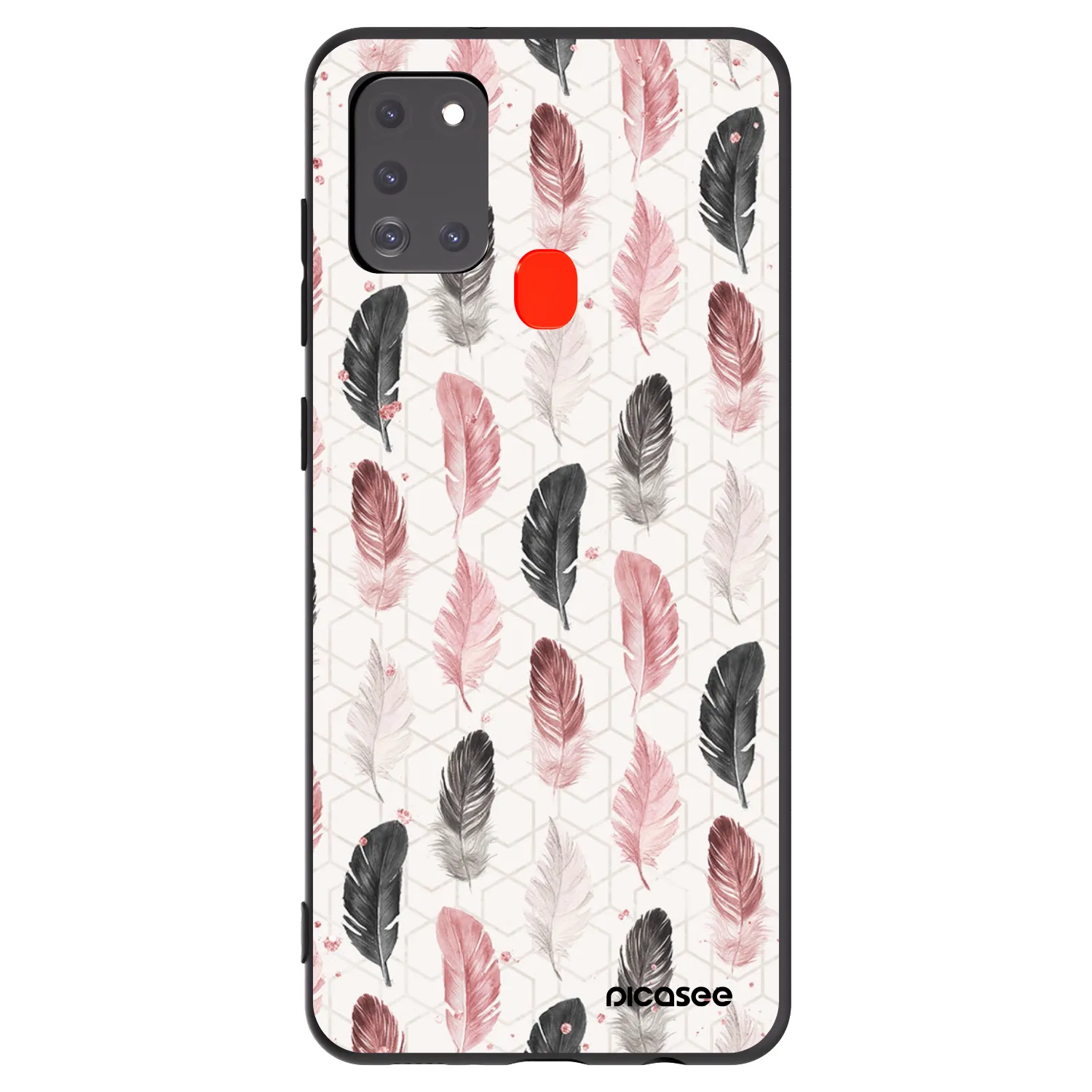 Picasee crna silikonska maskica za Samsung Galaxy A21s - Feather 2