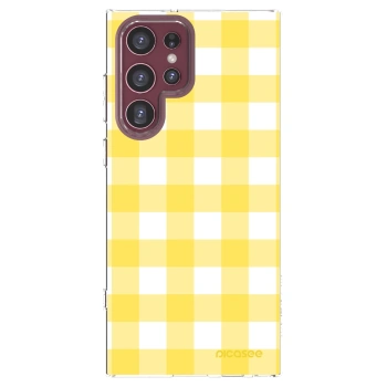 Picasee silikonska prozirna maskica za Samsung Galaxy S22 Ultra 5G - Gride lemon