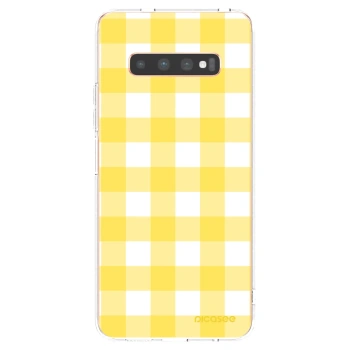 Picasee silikonska prozirna maskica za Samsung Galaxy S10 Plus G975 - Gride lemon