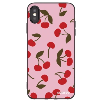 Picasee crna silikonska maskica za Apple iPhone XS Max - Cherry