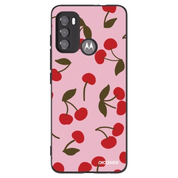 Picasee crna silikonska maskica za Motorola Moto G60 - Cherry