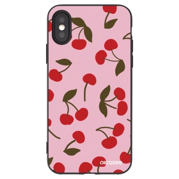 Picasee crna silikonska maskica za Apple iPhone X/XS - Cherry
