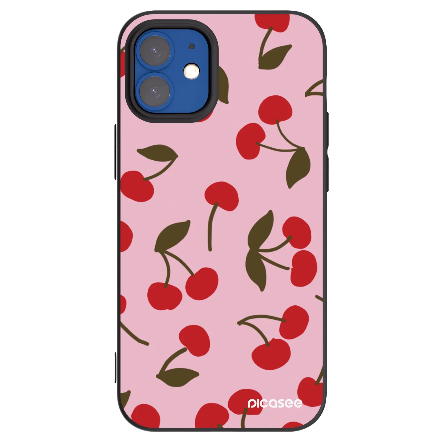 Picasee crna silikonska maskica za Apple iPhone 12 mini - Cherry
