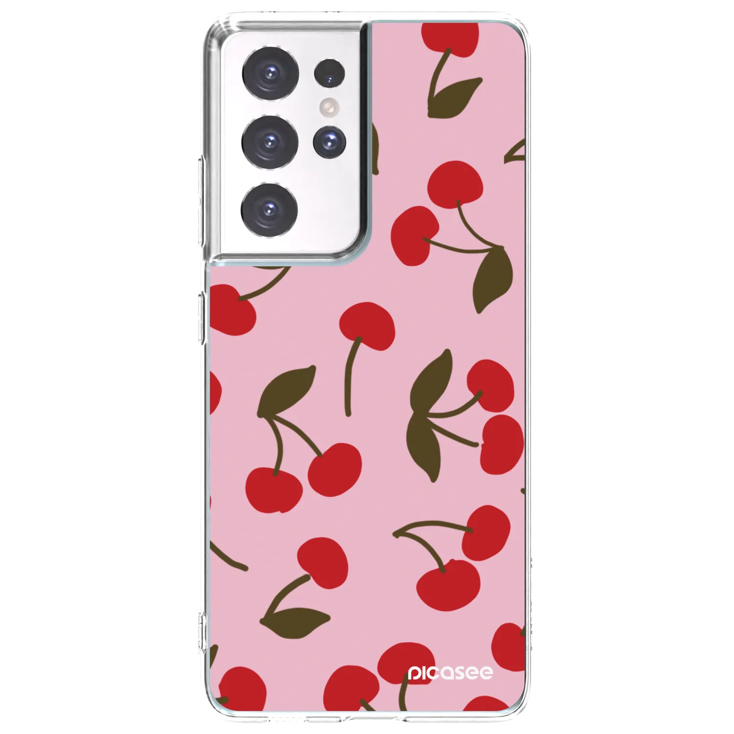 Picasee silikonska prozirna maskica za Samsung Galaxy S21 Ultra 5G G998B - Cherry