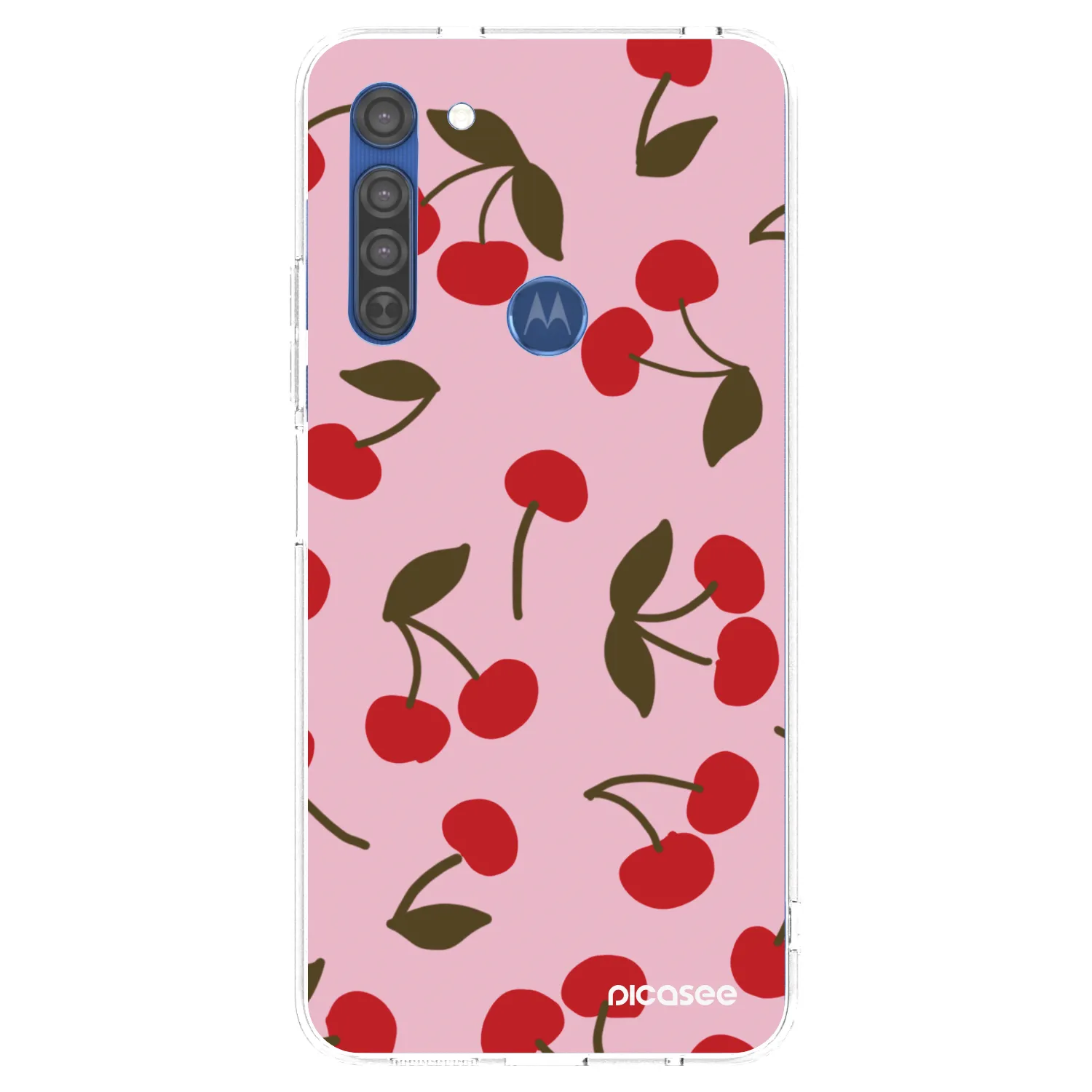 Picasee silikonska prozirna maskica za Motorola Moto G8 - Cherry