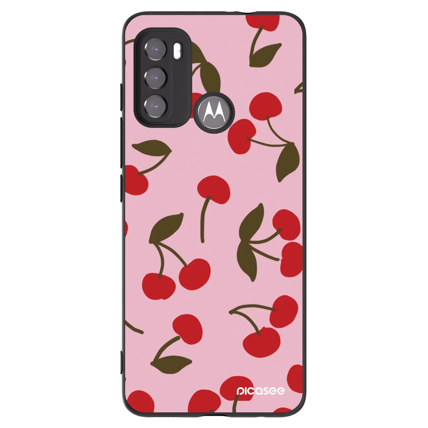 Picasee crna silikonska maskica za Motorola Moto G60 - Cherry