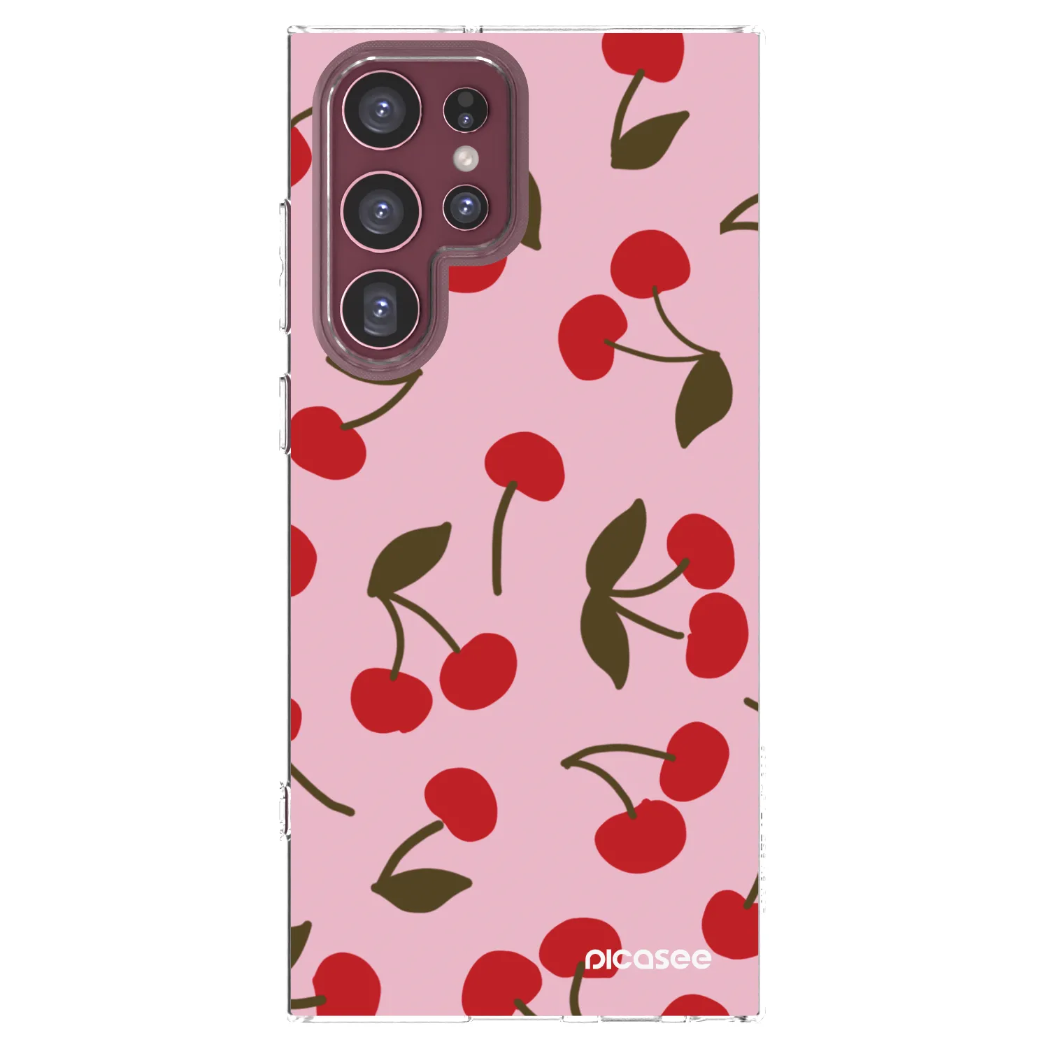 Picasee silikonska prozirna maskica za Samsung Galaxy S22 Ultra 5G - Cherry