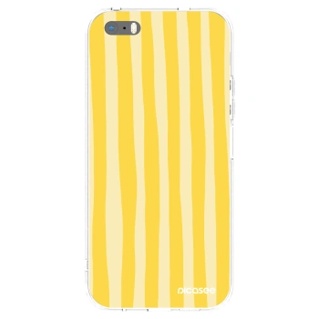 Picasee silikonska prozirna maskica za Apple iPhone 5/5S/SE - Lines lemon