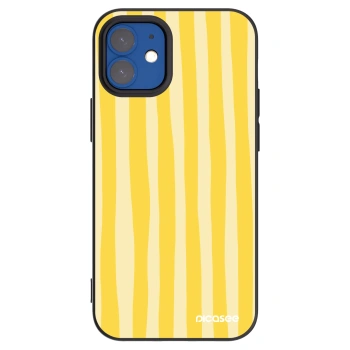 Picasee crna silikonska maskica za Apple iPhone 12 mini - Lines lemon