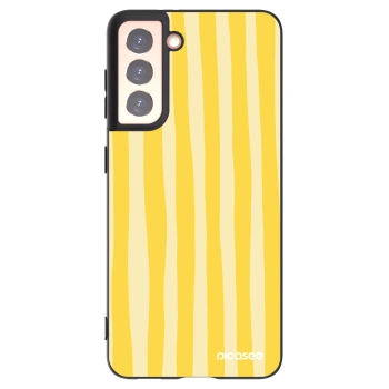 Picasee crna silikonska maskica za Samsung Galaxy S21 5G G991B - Lines lemon