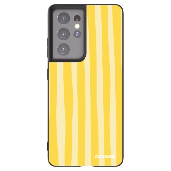 Picasee crna silikonska maskica za Samsung Galaxy S21 Ultra 5G G998B - Lines lemon