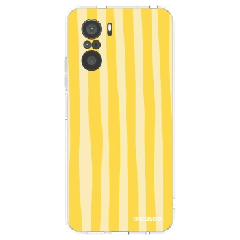 Picasee silikonska prozirna maskica za Xiaomi Poco F3 - Lines lemon