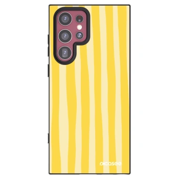 Picasee crna silikonska maskica za Samsung Galaxy S22 Ultra 5G - Lines lemon