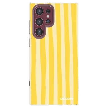 Picasee silikonska prozirna maskica za Samsung Galaxy S22 Ultra 5G - Lines lemon