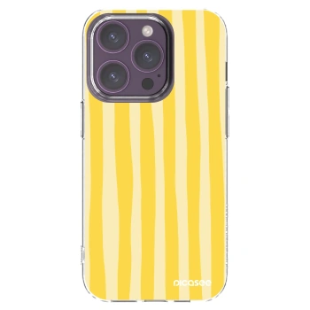 Picasee silikonska prozirna maskica za Apple iPhone 14 Pro - Lines lemon