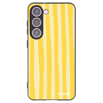 Picasee crna silikonska maskica za Samsung Galaxy S23 5G - Lines lemon