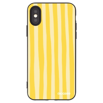 Picasee crna silikonska maskica za Apple iPhone X/XS - Lines lemon