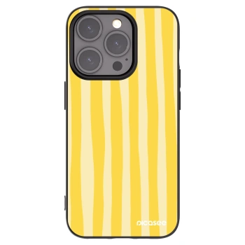 Picasee crna silikonska maskica za Apple iPhone 15 Pro - Lines lemon
