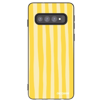 Picasee crna silikonska maskica za Samsung Galaxy S10 G973 - Lines lemon